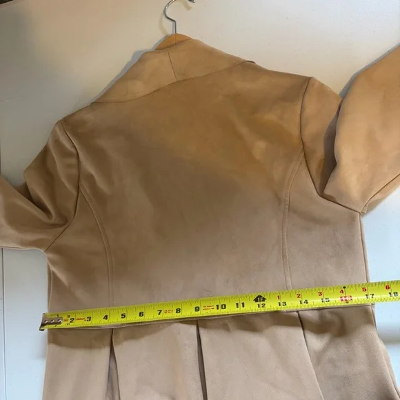 Anthropologie Luii Faux Suede Draped Blazer Jacket Beige Tan Size Small Office - Picture 9 of 9